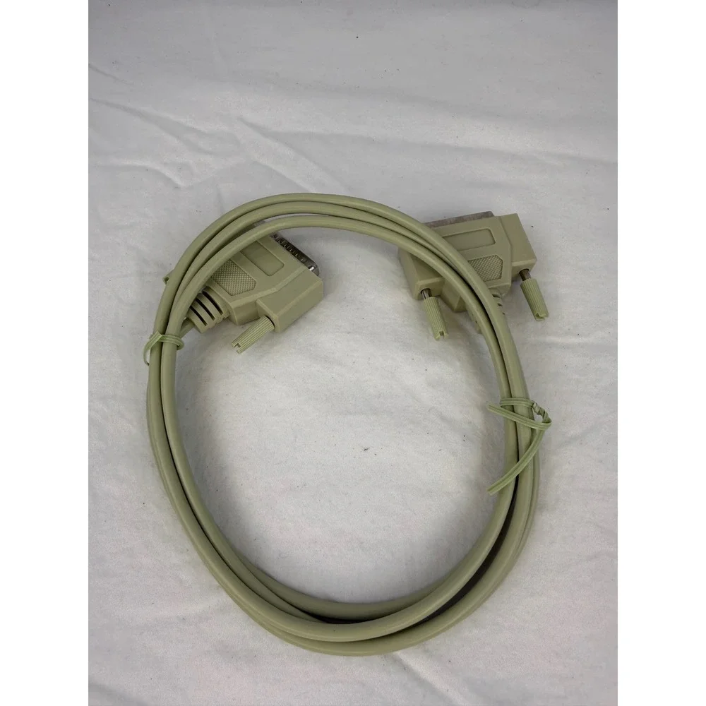 Vintage DB25 Male to Male Serial Parallel Data Cable Beige 25 Pin RS-232 Printer